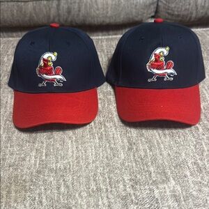 2 Pack Lot New Springfield Cardinals Baseball Hat Navy Blue Red Adjustable